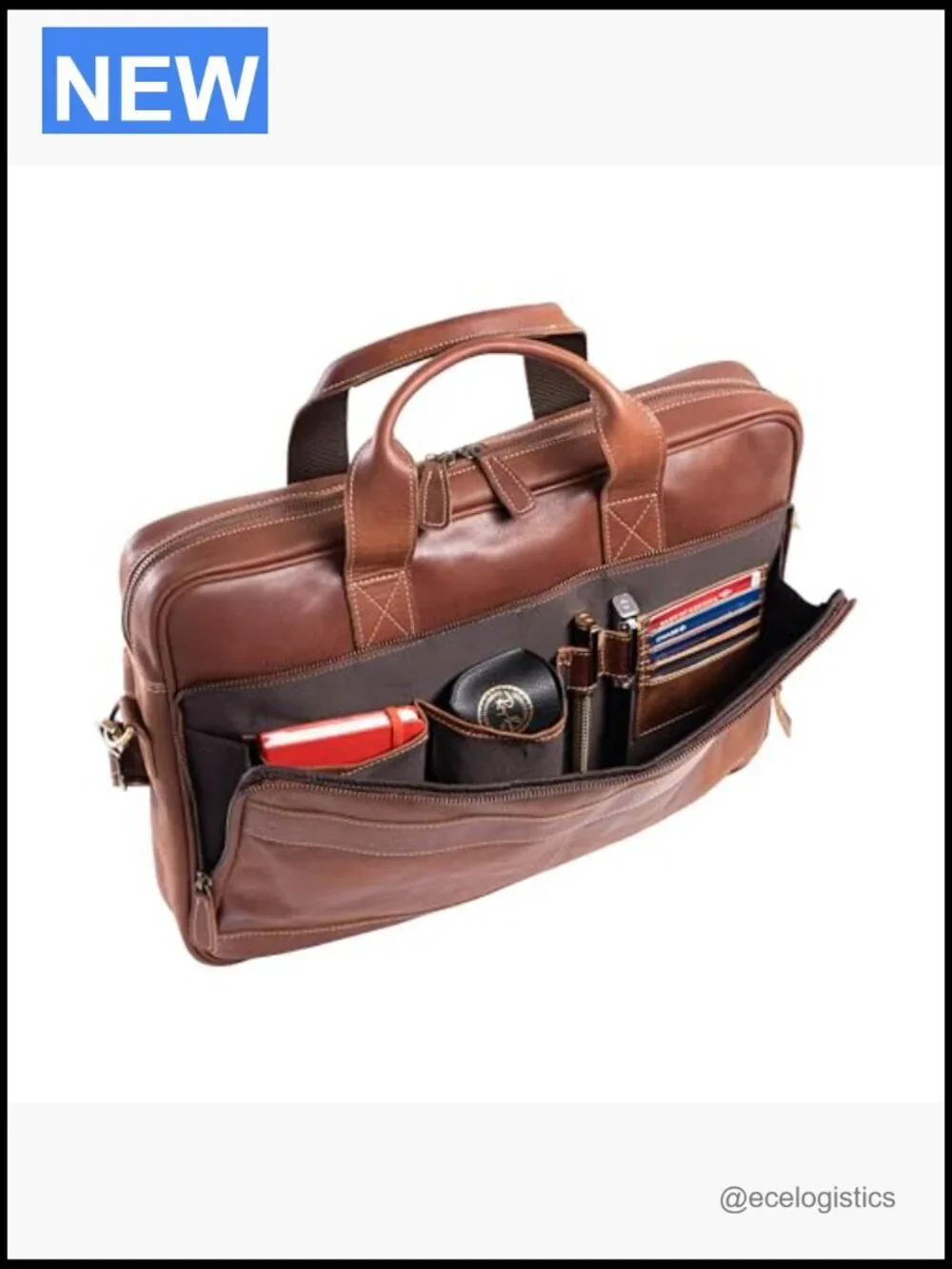 Leather Laptop Messenger Bag 16 inch Briefcase Satchel Trolley Compatible